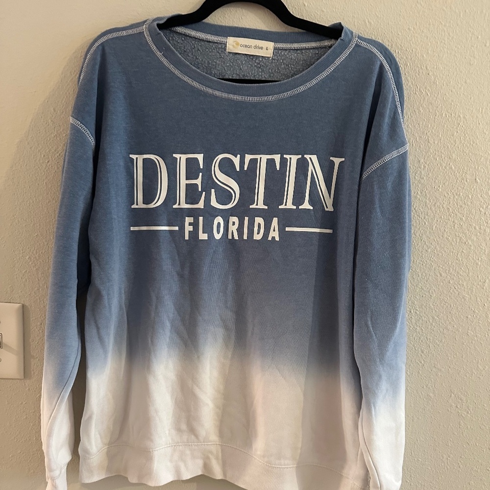 A9- 485 Ocean Drive Destin Florida Ombre Sweat Shirt, LG